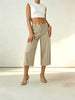 Women's Straight Leg Elastic Waist Polyester Solid Color Business Pants with Pockets for Summer Work in Gray