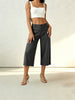 Women's Straight Leg Elastic Waist Polyester Solid Color Business Pants with Pockets for Summer Work in Gray