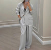 Women's Long Sleeve Color Matching Contrast Color Blended Office Pants for Summer in Black Apricot and Khaki