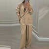 Women's Long Sleeve Color Matching Contrast Color Blended Office Pants for Summer in Black Apricot and Khaki
