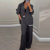 Women's Long Sleeve Color Matching Contrast Color Blended Office Pants for Summer in Black Apricot and Khaki