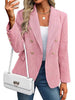 Women's Slim Fit Polyester Solid Color Suit Collar Long Sleeve Single Breasted Button Office Blazer for Autumn in Black