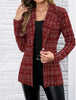 Women's One Button Polyester Blazer with Collar Long Sleeves and Irregular Design for Office Style