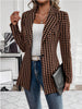 Women's One Button Polyester Blazer with Collar Long Sleeves and Irregular Design for Office Style