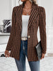 Women's One Button Polyester Blazer with Collar Long Sleeves and Irregular Design for Office Style
