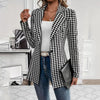Women's One Button Polyester Blazer with Collar Long Sleeves and Irregular Design for Office Style