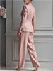 Women's Slim Fit Polyester Solid Color Suit Collar Long Sleeve Simple Casual Office Style Pants for Summer in Pants