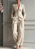 Women's Slim Fit Polyester Solid Color Suit Collar Long Sleeve Simple Casual Office Style Pants for Summer in Pants
