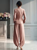 Women's Slim Fit Polyester Solid Color Suit Collar Long Sleeve Simple Casual Office Style Pants for Summer in Pants