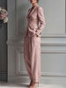 Women's Slim Fit Polyester Solid Color Suit Collar Long Sleeve Simple Casual Office Style Pants for Summer in Pants