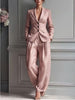 Women's Slim Fit Polyester Solid Color Suit Collar Long Sleeve Simple Casual Office Style Pants for Summer in Pants