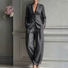 Women's Slim Fit Polyester Solid Color Suit Collar Long Sleeve Simple Casual Office Style Pants for Summer in Pants