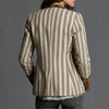 Women's Slim Fit Polyester Striped Suit Collar Long Sleeve Contrast Color Elegant Blazer Jacket for Summer in Boho Style