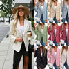 Women's Routine Fit Double Breasted Polyester Blazer with Suit Collar Long Sleeves and Button for Autumn Work in Black White Pink