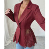 Women's A-Shaped Slim Fit Autumn Acrylic Solid Color Polo Collar Sleeveless One Button Splicing Celebrity Style Blazer in Black