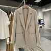 Women's Loose Fit Double Breasted Polyester Blazer with Suit Collar Long Sleeves and Buttons for Office in Autumn