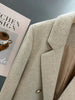 Women's Loose Fit Double Breasted Polyester Blazer with Suit Collar Long Sleeves and Buttons for Office in Autumn
