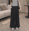 Women's Basic Draped Wide Leg Nylon Pants High Waist Loose Casual Trousers for Summer in Solid Color