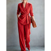 Women's Long Sleeve Solid Color Polyester Pants Casual Office Style Summer Pants for Women in Green Apricot Red Black