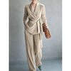 Women's Long Sleeve Solid Color Polyester Pants Casual Office Style Summer Pants for Women in Green Apricot Red Black