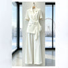 Women's Lightweight Summer Polyester Suit Pants Set with Three-Quarter Sleeves and Wide Leg Pants Two Pieces Casual Outfit
