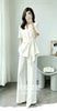 Women's Lightweight Summer Polyester Suit Pants Set with Three-Quarter Sleeves and Wide Leg Pants Two Pieces Casual Outfit