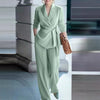 Women's General Fit Summer Polyester Solid Color Long Sleeve Lace Up European Style Casual Pants in Black Khaki