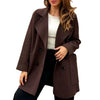 Women's Routine Fit Autumn Double Breasted Polyester Solid Color High Collar Long Sleeve Coat with Pocket Casual in Apricot Black