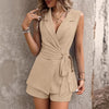 Women's Sleeveless Spandex Solid Color Lace Up Pants for Summer Office Style in Blue Black Khaki Pink
