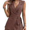 Women's Sleeveless Spandex Solid Color Lace Up Pants for Summer Office Style in Blue Black Khaki Pink