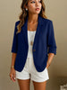 Women's Routine Fit Single Breasted Cotton Solid Color Suit Collar Long Sleeve Jacket with Pockets for Autumn in White