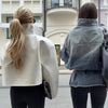 Women's Loose Fit Stand Collar Long Sleeve Polyester Jacket for Autumn Sophisticated Style Elegant Everyday Wear