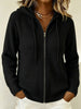 Women's Loose Fit Fall Knitted Solid Color Hooded Long Sleeve Zipper Cardigan with Drawstring Casual Style in Black Burgundy Grey Orange