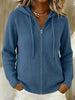 Women's Loose Fit Fall Knitted Solid Color Hooded Long Sleeve Zipper Cardigan with Drawstring Casual Style in Black Burgundy Grey Orange
