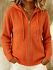 Women's Loose Fit Fall Knitted Solid Color Hooded Long Sleeve Zipper Cardigan with Drawstring Casual Style in Black Burgundy Grey Orange