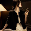 Women's Halter Neck Long Sleeve Polyester Cardigan with Korean Style Casual Design for Commute Work in Elegant White and Black