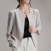 Women's Halter Neck Long Sleeve Polyester Cardigan with Korean Style Casual Design for Commute Work in Elegant White and Black