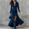 Women's Long Shirt Dress, Button Front, Long Sleeves and Asymmetric Split Hem