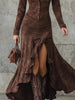 Women's Long Shirt Dress, Button Front, Long Sleeves and Asymmetric Split Hem