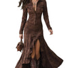 Women's Long Shirt Dress, Button Front, Long Sleeves and Asymmetric Split Hem