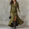 Women's Long Shirt Dress, Button Front, Long Sleeves and Asymmetric Split Hem