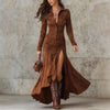 Women's Long Shirt Dress, Button Front, Long Sleeves and Asymmetric Split Hem