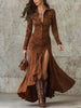 Women's Long Shirt Dress, Button Front, Long Sleeves and Asymmetric Split Hem
