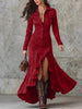Women's Long Shirt Dress, Button Front, Long Sleeves and Asymmetric Split Hem