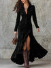 Women's Long Shirt Dress, Button Front, Long Sleeves and Asymmetric Split Hem