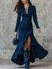 Women's Long Shirt Dress, Button Front, Long Sleeves and Asymmetric Split Hem