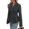 Women's Blazer, Lapel Collar, Long Sleeves and Flared A-Line Silhouette