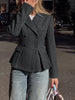 Women's Blazer, Lapel Collar, Long Sleeves and Flared A-Line Silhouette