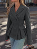 Women's Blazer, Lapel Collar, Long Sleeves and Flared A-Line Silhouette