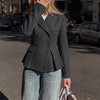 Women's Blazer, Lapel Collar, Long Sleeves and Flared A-Line Silhouette